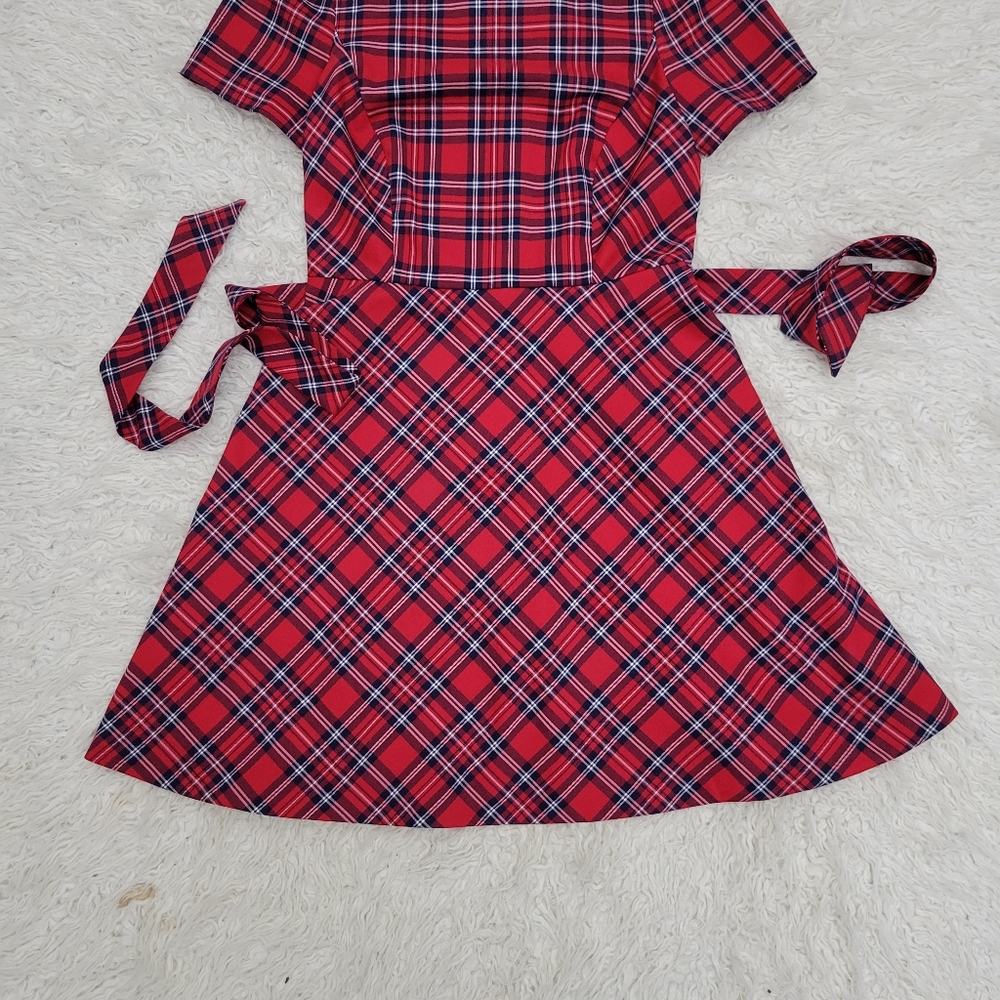 Draper James Angie Check Bow Waist Love Circle Dress Holiday Check Plaid DRW0601 - Picture 7 of 12